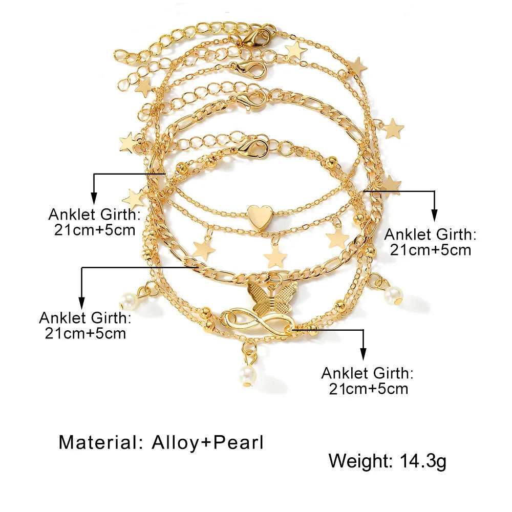 Bohemian Butterfly Anklet Set For Women