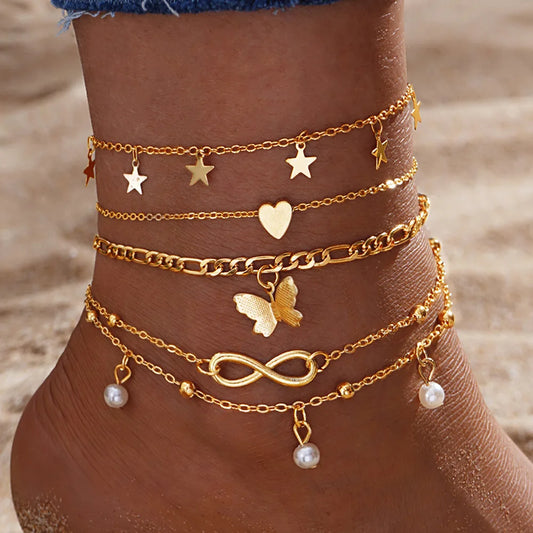 Bohemian Butterfly Anklet Set For Women