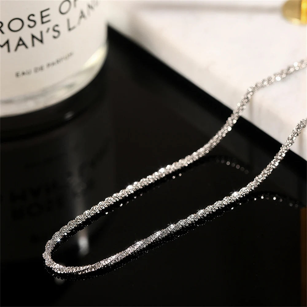 2PCS Shiny Sparkling Simple Silver Color Anklet
