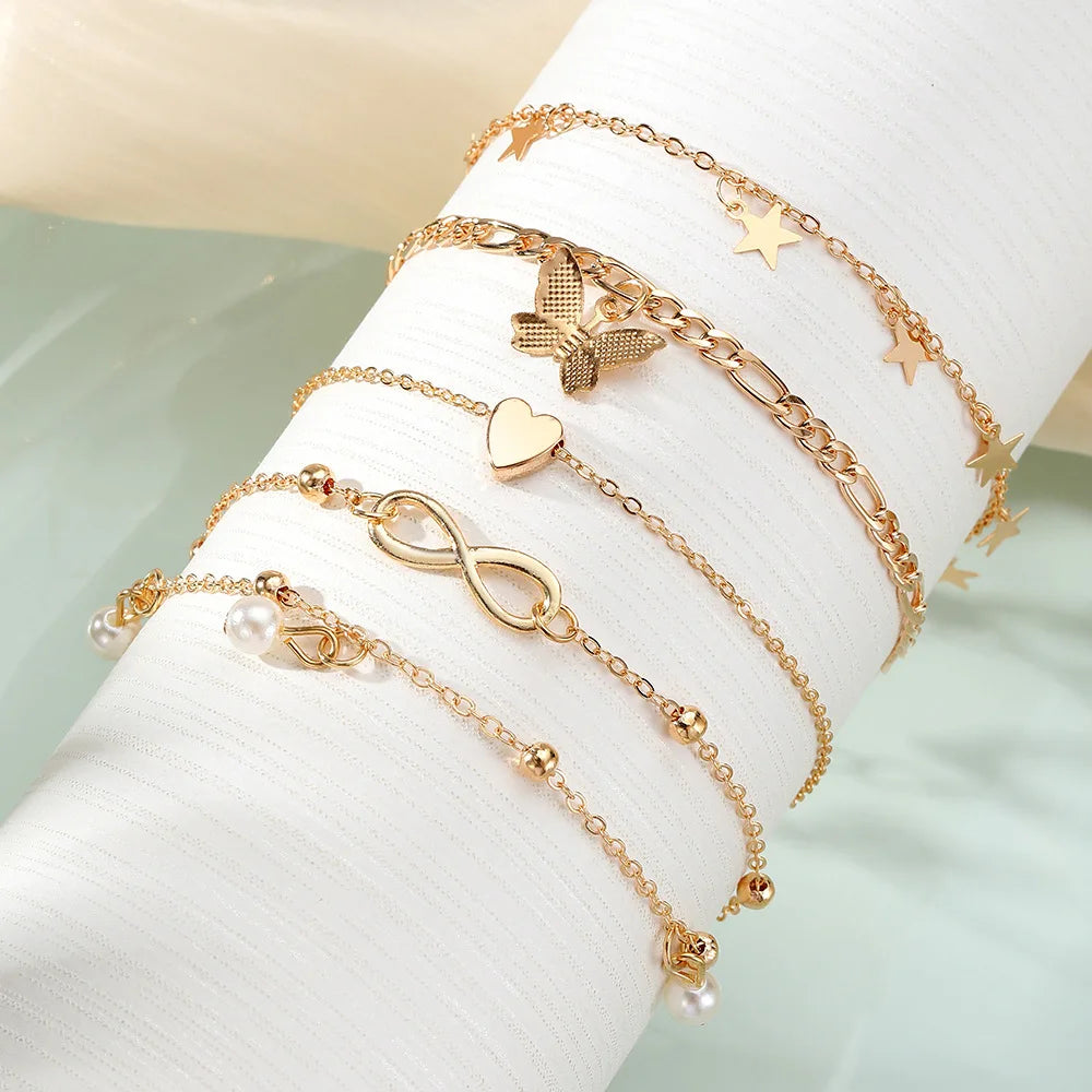 Bohemian Butterfly Anklet Set For Women