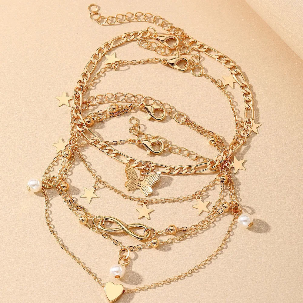 Bohemian Butterfly Anklet Set For Women
